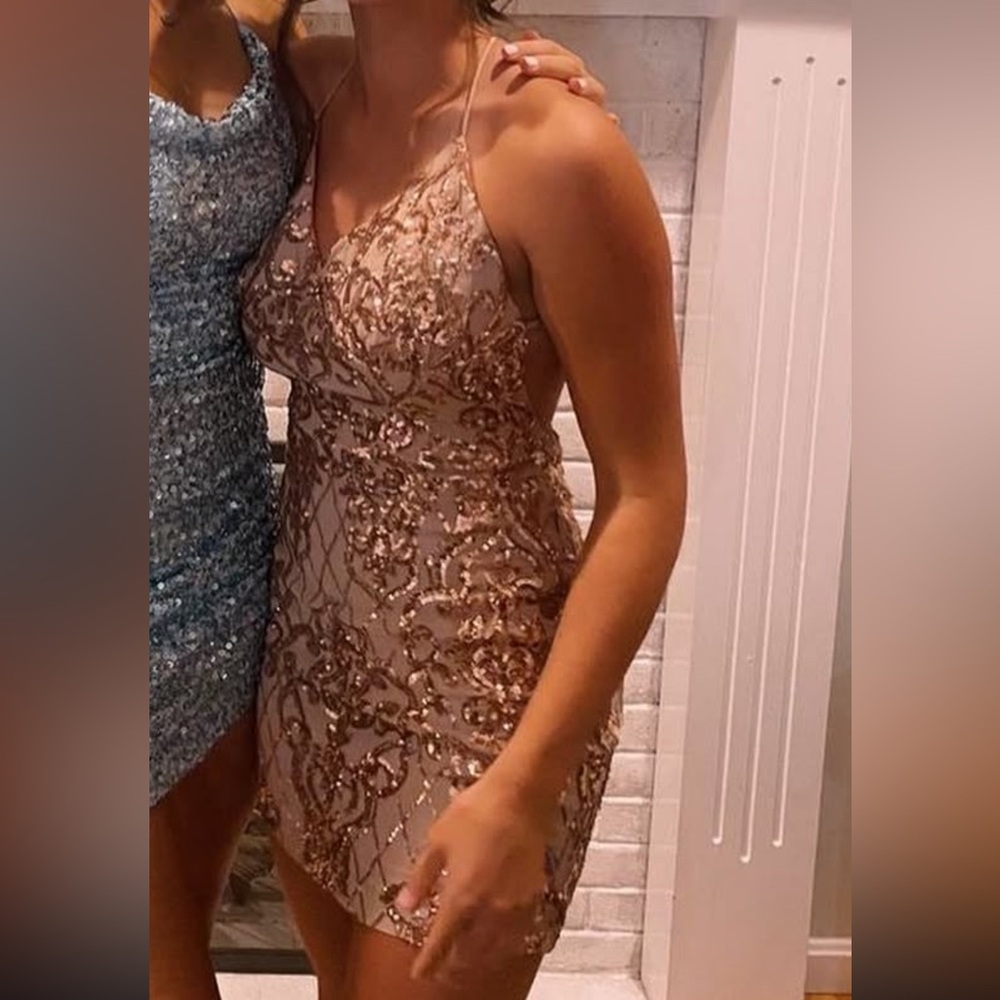 Gold mini dress